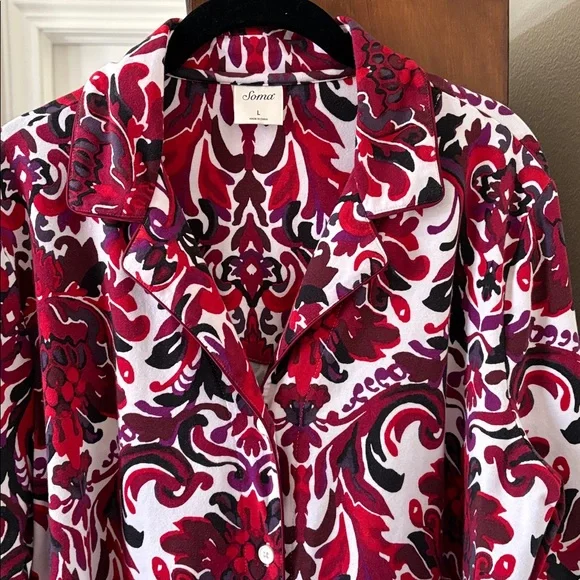 *2 Pieces SOMA Long Sleeve Top & Wide Leg Drawstring Bottoms Pajamas Loungewear - Picture 5 of 16